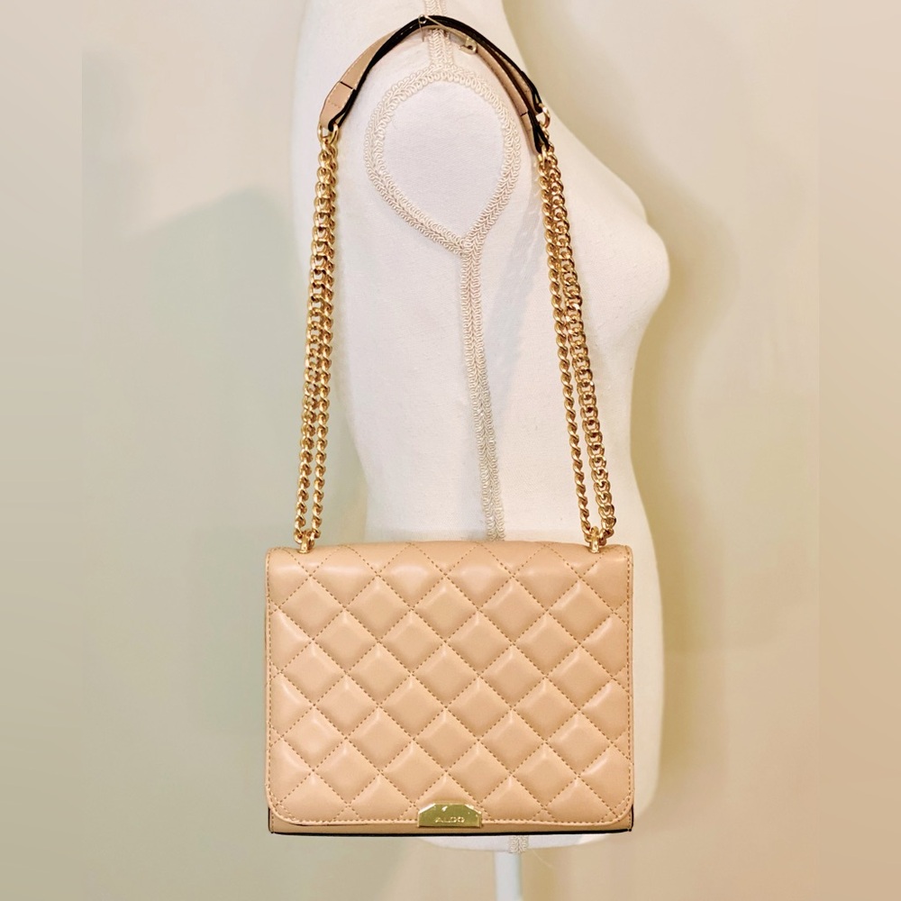 Aldo Mardalee Quilted Shoulder Bag Convertible Crossbody Beige New
